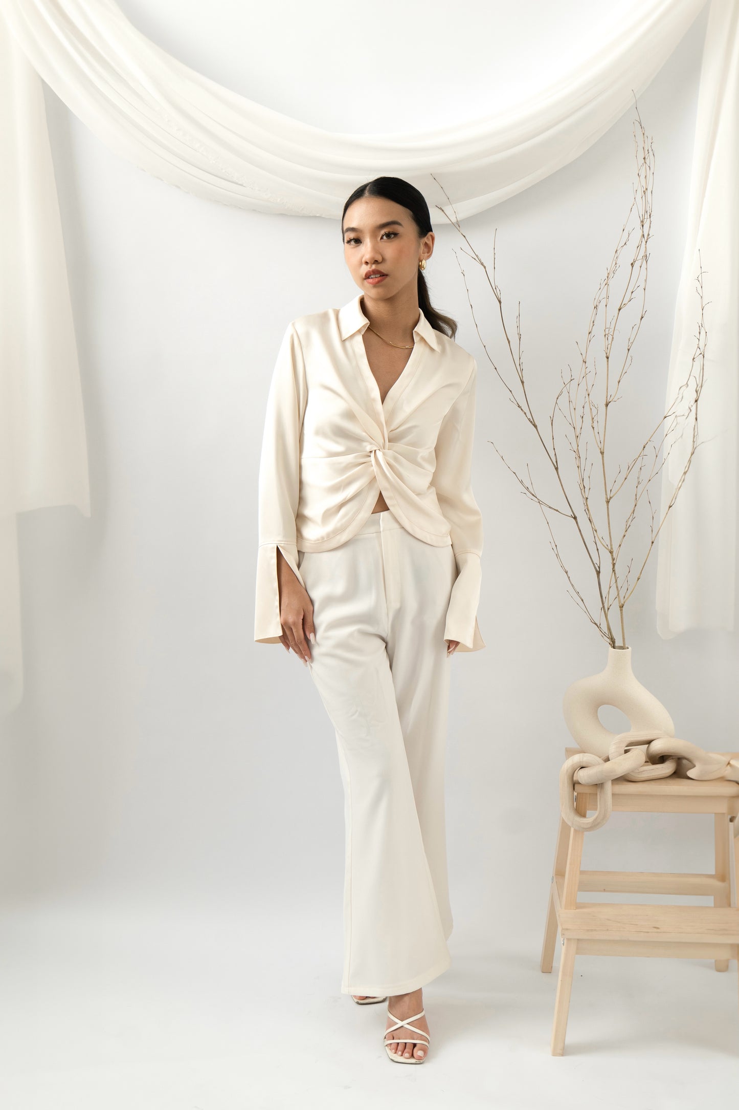Astrid Twisted Top in Ivory
