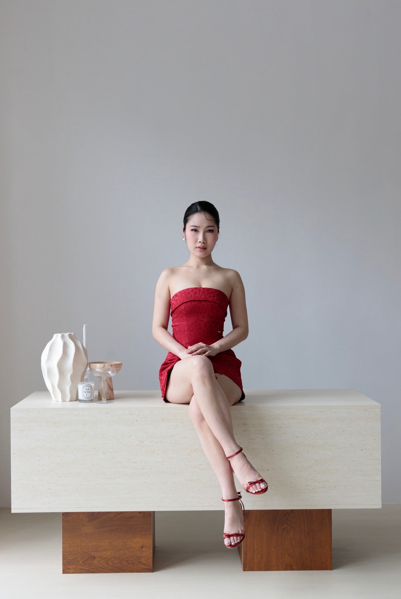 Freesia Hourglass Dress | Crimson