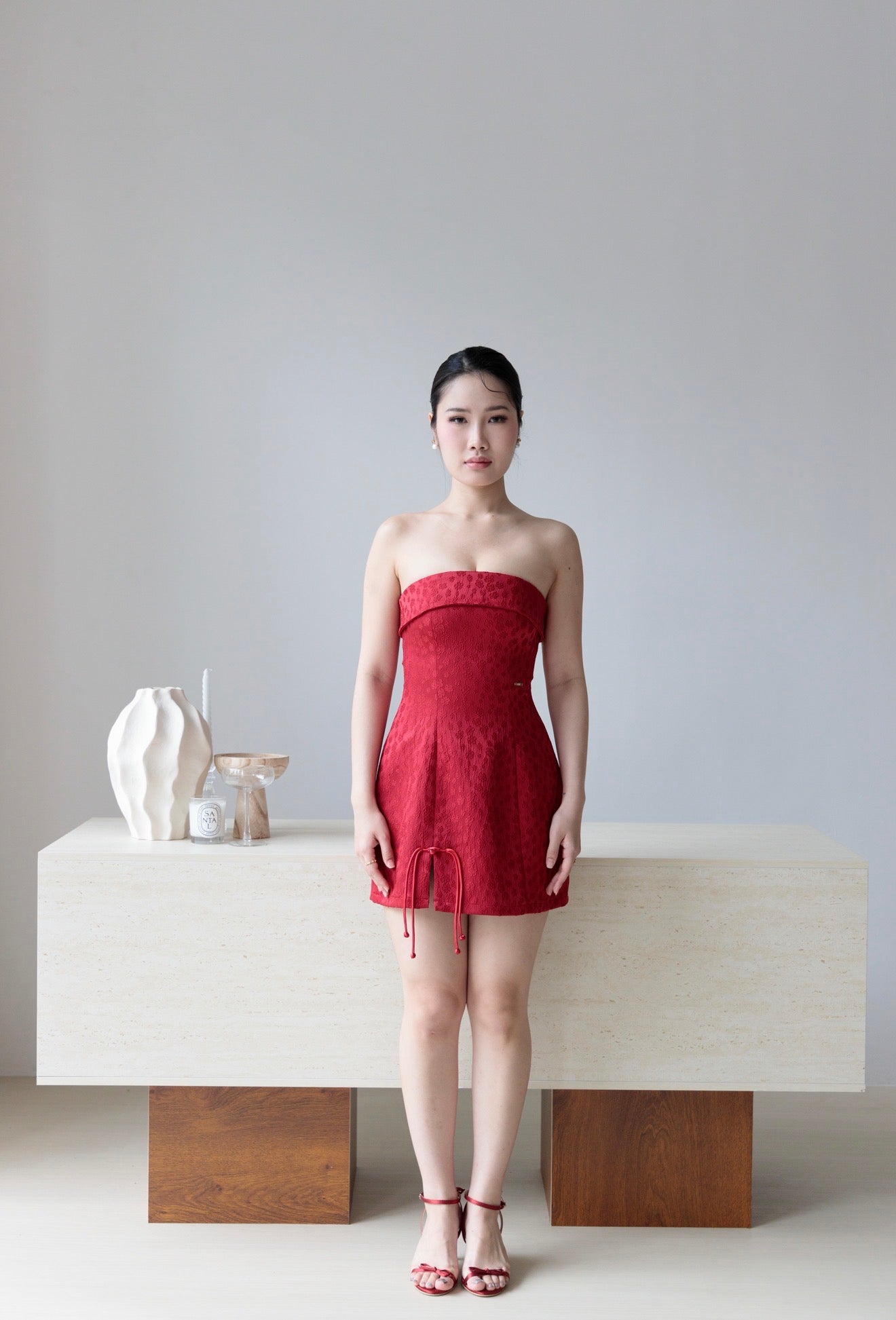 Freesia Hourglass Dress | Crimson