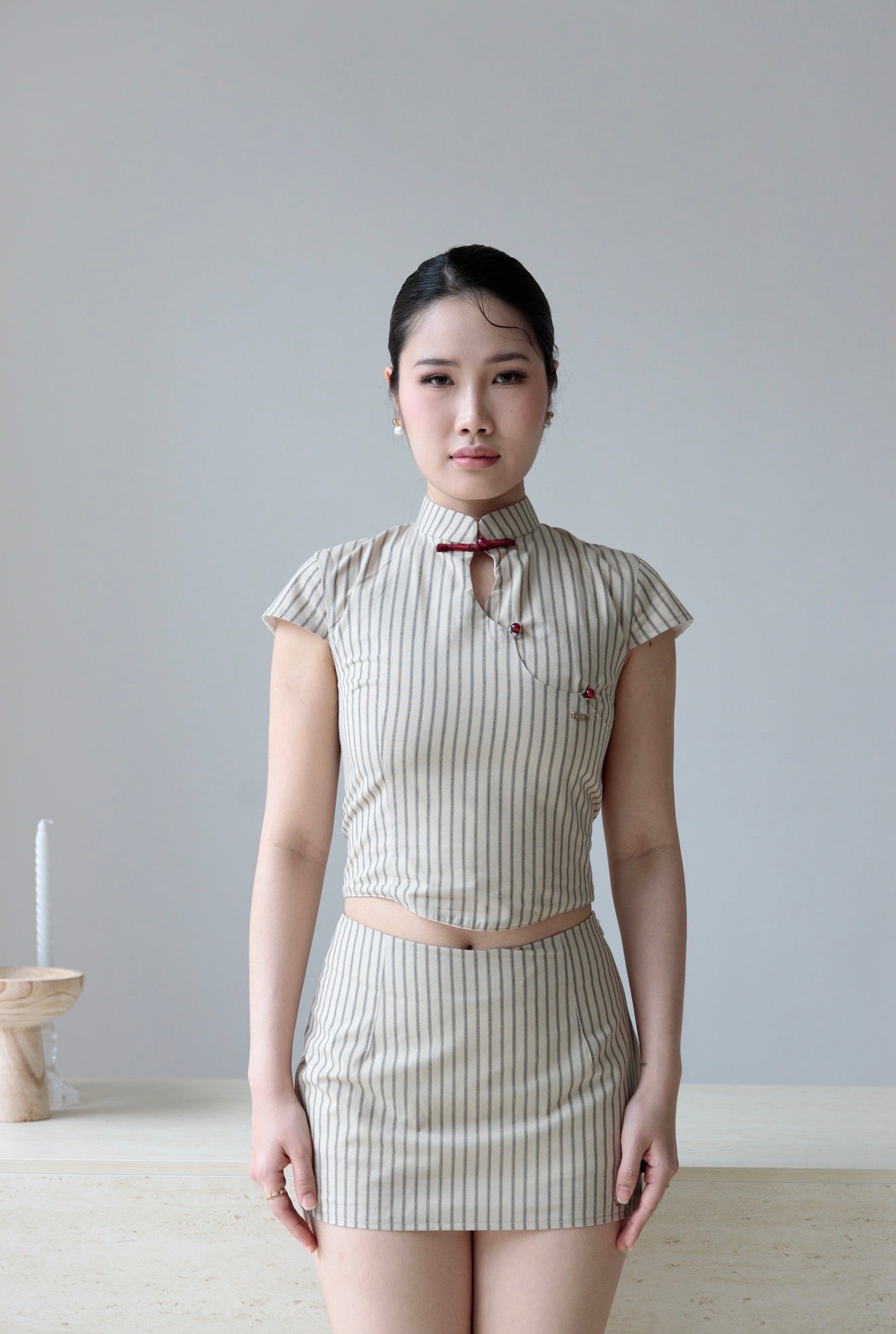 Poppy Striped Two-piece Set | Rustic Brown