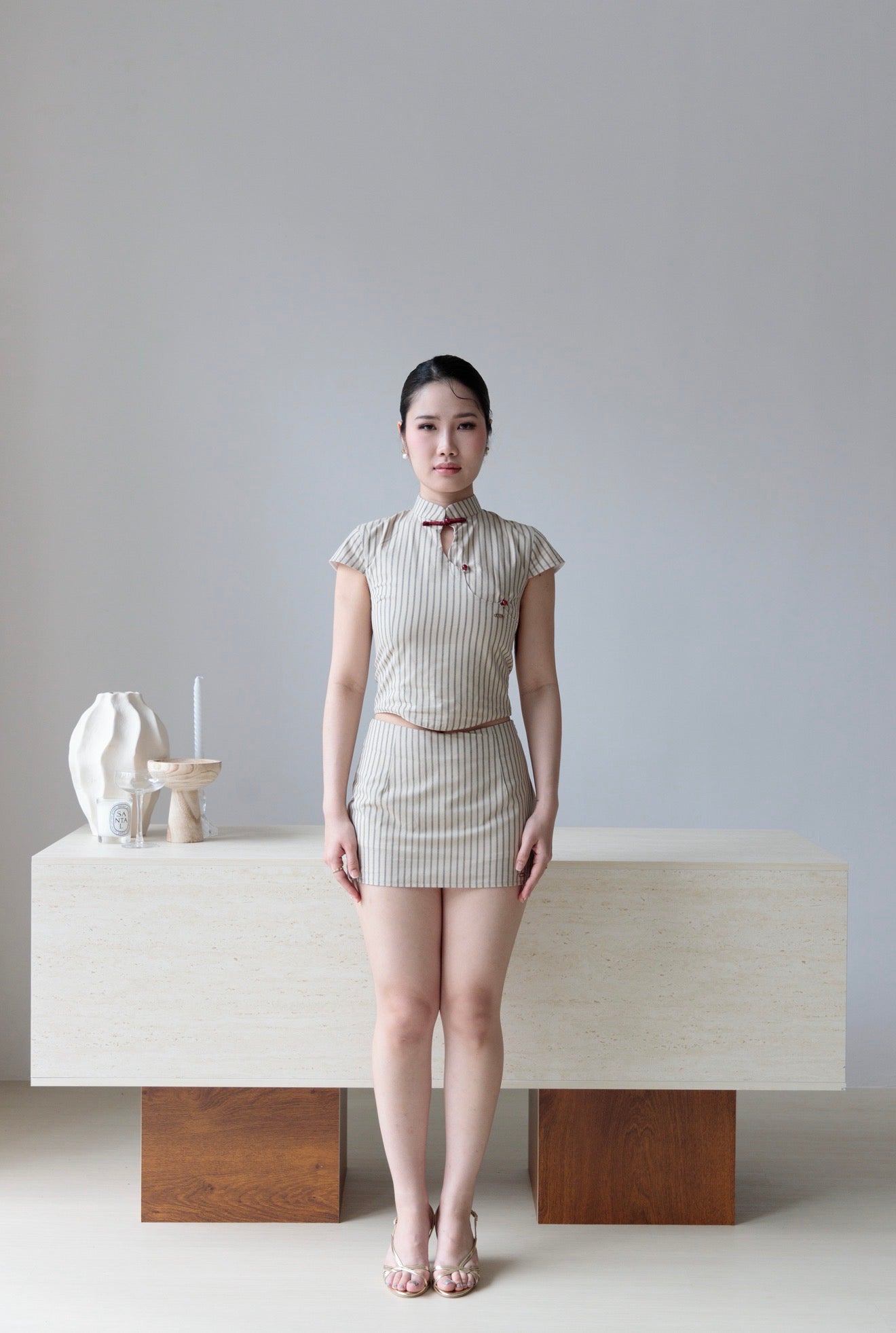 Poppy Striped Two-piece Set | Rustic Brown