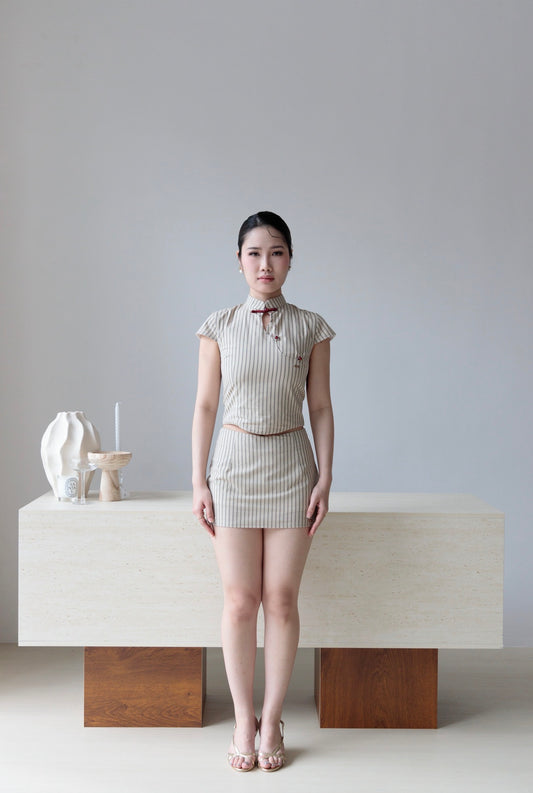 Poppy Striped Two-piece Set | Rustic Brown