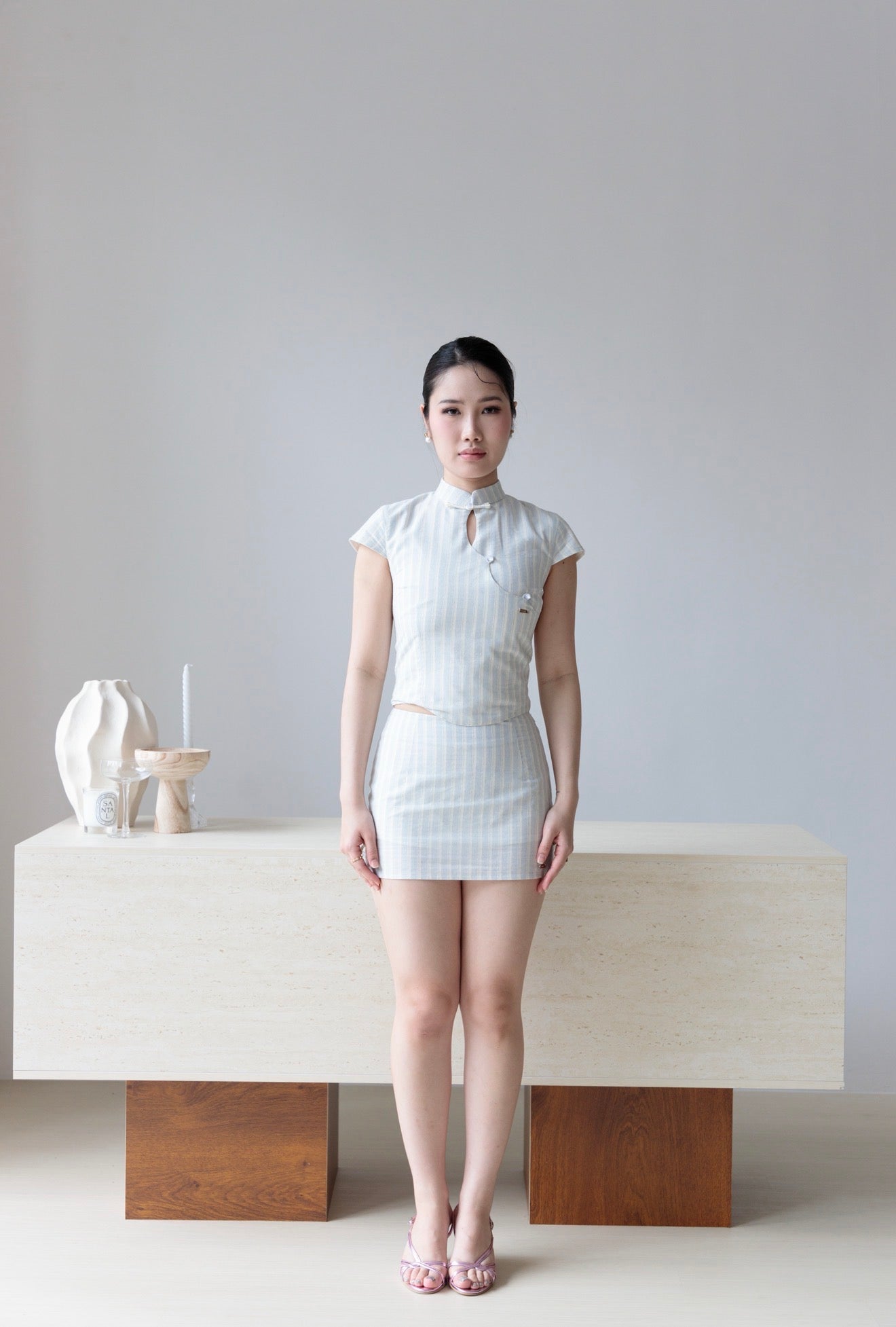 Poppy Striped Two-piece Set | Cloud Blue