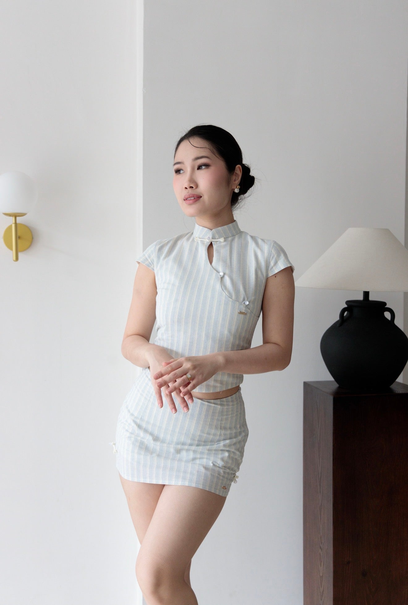 Poppy Striped Two-piece Set | Cloud Blue